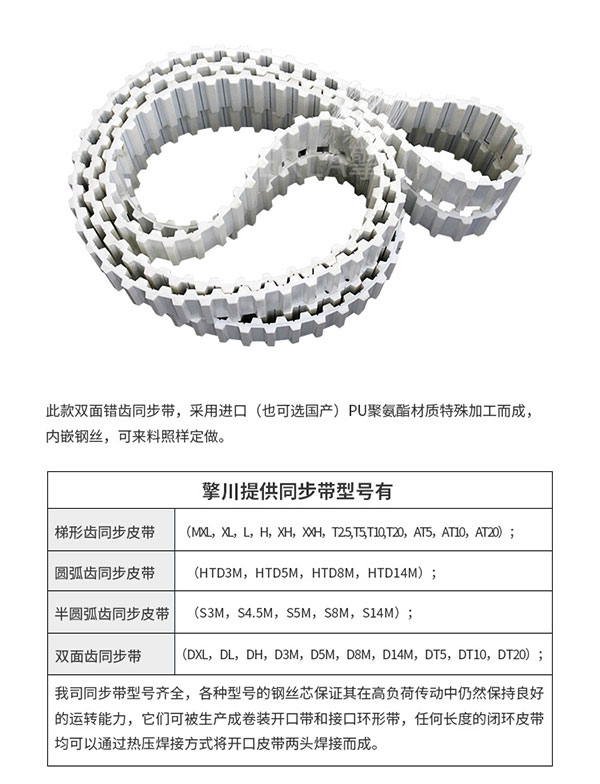 雙面齒<a href='http://stanleyyule.com/' target='_blank'><u>PU同步帶</u></a>定制