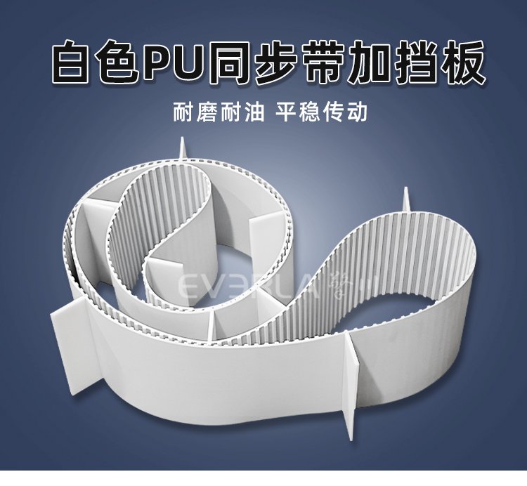 白色PU同步帶加擋板：可靠組合，成就行業(yè)領先輸送品質